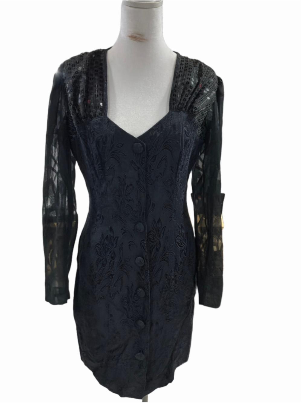 Vintage Women's Tarazzia Long Sleeve Dress Black Size 7